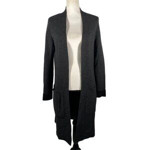 Tahari Luxe Cashmere Blend Open Front duster Cardigan Coat Womens Small Gray